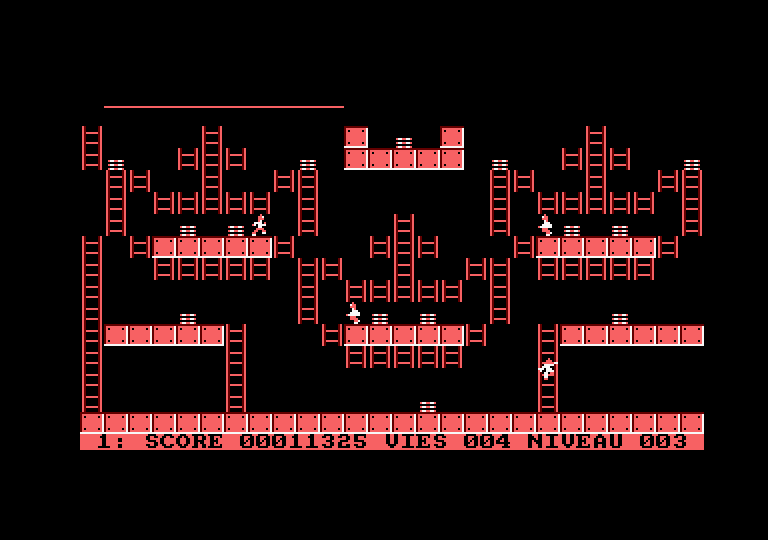 Lode Runner Amstrad CPC Screenshot: Be careful with all of the little ladders here...