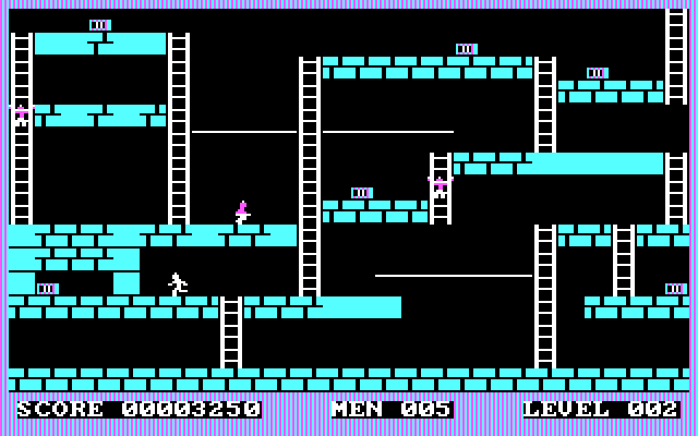 Lode Runner IBM PC/Compatibles Screenshot: Gameplay on the second level.