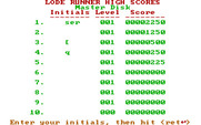 Lode Runner for IBM PC/Compatibles - High scores.