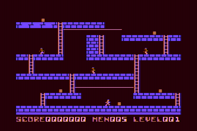 Lode Runner Atari 8-bit Screenshot: Game start.