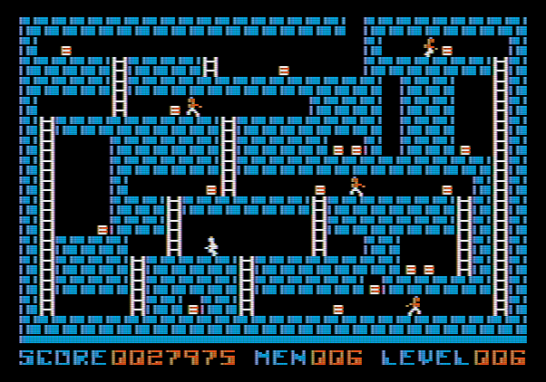 Lode Runner Apple II Screenshot: Collecting everything on this level will be tricky!