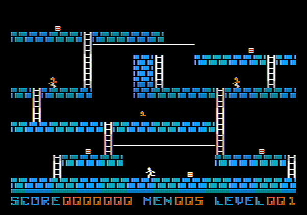 Lode Runner Apple II Screenshot: Game start.