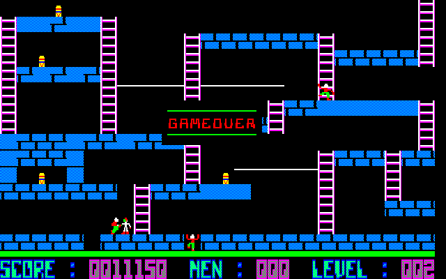Lode Runner Sharp X1 Screenshot: Game over.
