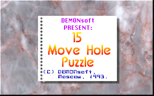 15 Move Hole Puzzle IBM PC/Compatibles Screenshot: About the game.
