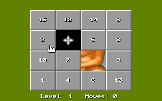 15 Move Hole Puzzle IBM PC/Compatibles Screenshot: Game start.