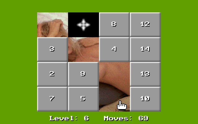 15 Move Hole Puzzle IBM PC/Compatibles Screenshot: Select the next piece to move.