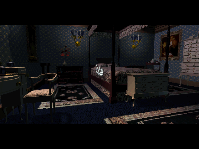 7th Guest, The IBM PC/Compatibles Screenshot: Each bedroom has different decour, and a different puzzle...