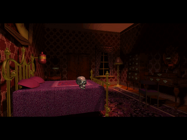 7th Guest, The IBM PC/Compatibles Screenshot: The skull icon indicates the presence of a puzzle...