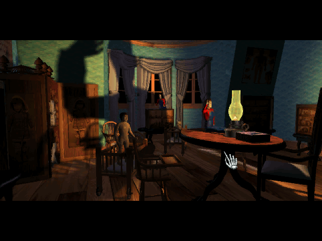 7th Guest, The IBM PC/Compatibles Screenshot: A doll casts a creepy shadow...