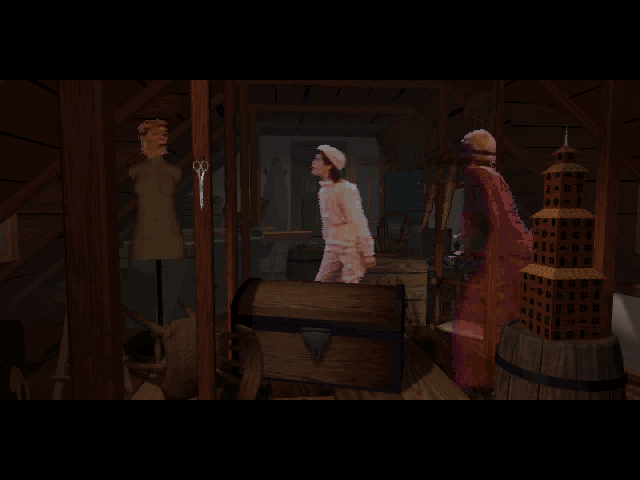 7th Guest, The IBM PC/Compatibles Screenshot: Ghosts in the attic...