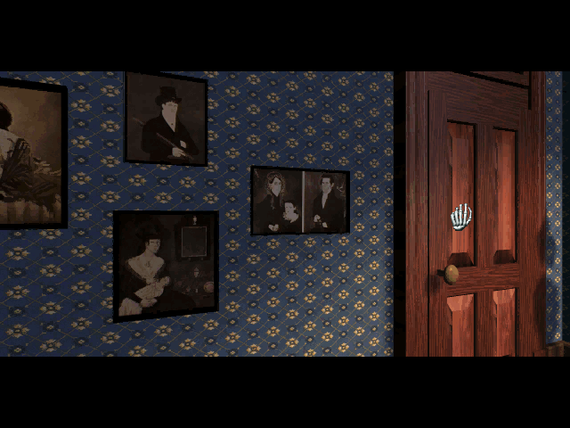 7th Guest, The IBM PC/Compatibles Screenshot: The skeleton hand cursor indicates where you can and can't move...