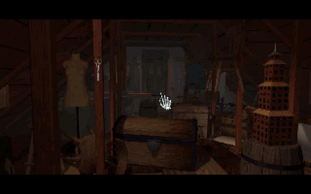 7th Guest, The IBM PC/Compatibles Screenshot: View of the attic.