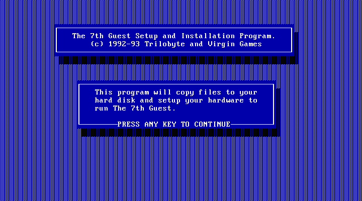 7th Guest, The IBM PC/Compatibles Screenshot: Setup start screen.