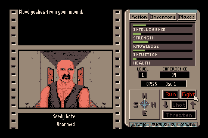 Third Courier, The Apple IIgs Screenshot: I'm getting beat up!