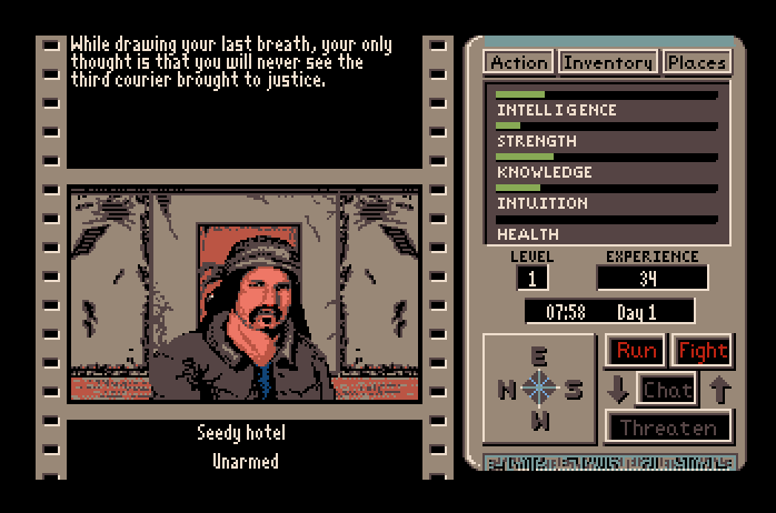 Third Courier, The Apple IIgs Screenshot: Game over.