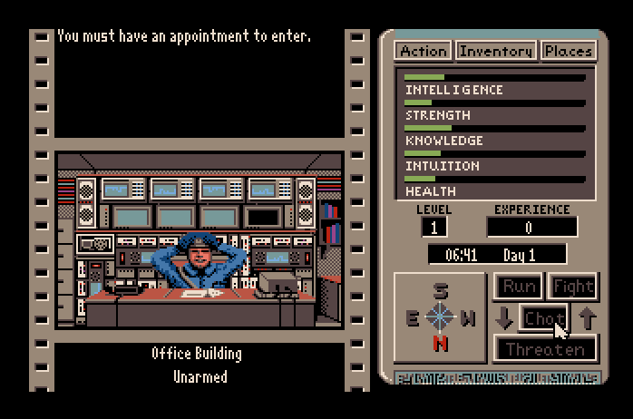 Third Courier, The Apple IIgs Screenshot: I don't have an appointment.