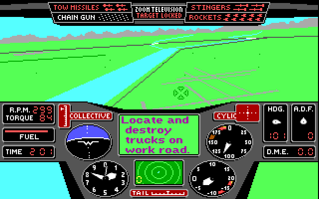 Thunderchopper IBM PC/Compatibles Screenshot: This time some trucks are my target.