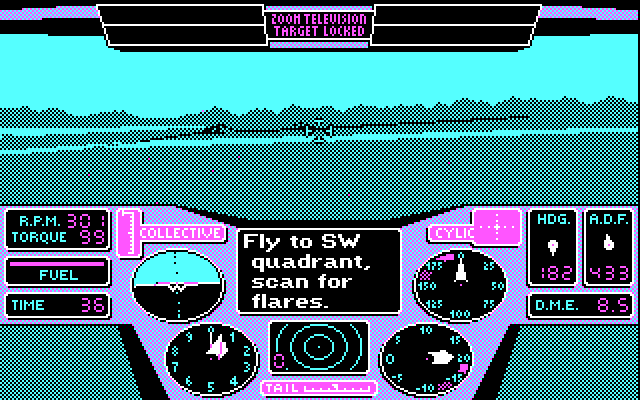 Thunderchopper IBM PC/Compatibles Screenshot: A search and rescue mission.