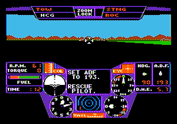 Thunderchopper Apple II Screenshot: Rescue mission start.