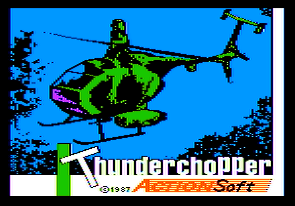 Thunderchopper Apple II Screenshot: Title screen.