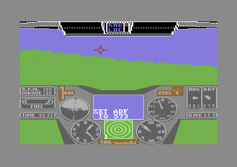 Thunderchopper Commodore 64 Screenshot: Training mission...flying around.