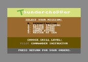 Thunderchopper for Commodore 64 - The main game menu.