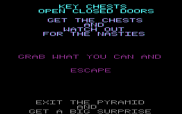 Lost Tomb IBM PC/Compatibles Screenshot: Your mission; grab what you can, and escape!
