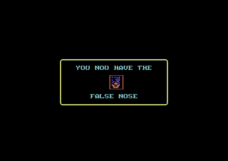 Batman: The Caped Crusader Commodore 64 Screenshot: I found the false nose!
