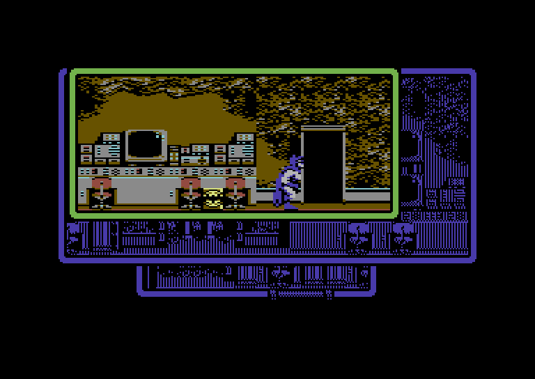 Batman: The Caped Crusader Commodore 64 Screenshot: Exploring the bat cave.