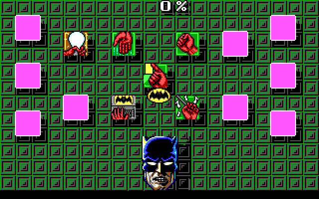Batman: The Caped Crusader IBM PC/Compatibles Screenshot: The inventory and game menu.