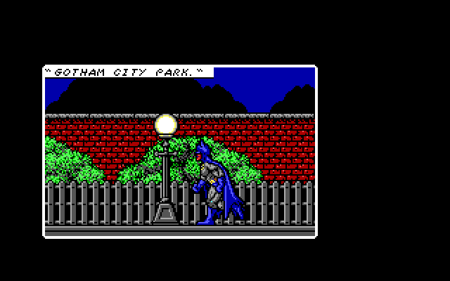 Batman: The Caped Crusader IBM PC/Compatibles Screenshot: The game begins in Gotham City park.