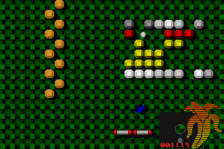 Bananoid IBM PC/Compatibles Screenshot: Some power ups provide a paddle double in size.