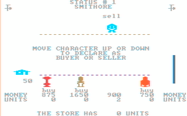 M.U.L.E. IBM PC/Compatibles Screenshot: Time for an auction...