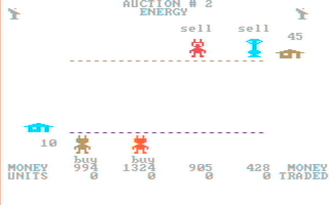 M.U.L.E. IBM PC/Compatibles Screenshot: Buying and selling...