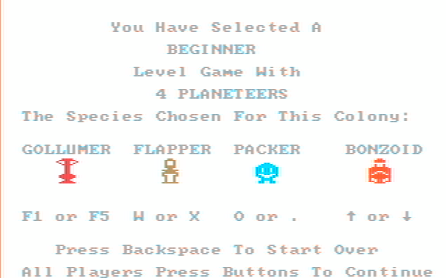 M.U.L.E. IBM PC/Compatibles Screenshot: Ready to begin?