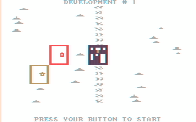 M.U.L.E. IBM PC/Compatibles Screenshot: Press your button to begin...