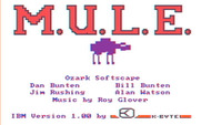 M.U.L.E. for IBM PC/Compatibles - Title screen; the game title flashes different colors.