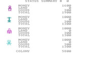 M.U.L.E. for IBM PC/Compatibles - Player statuses.