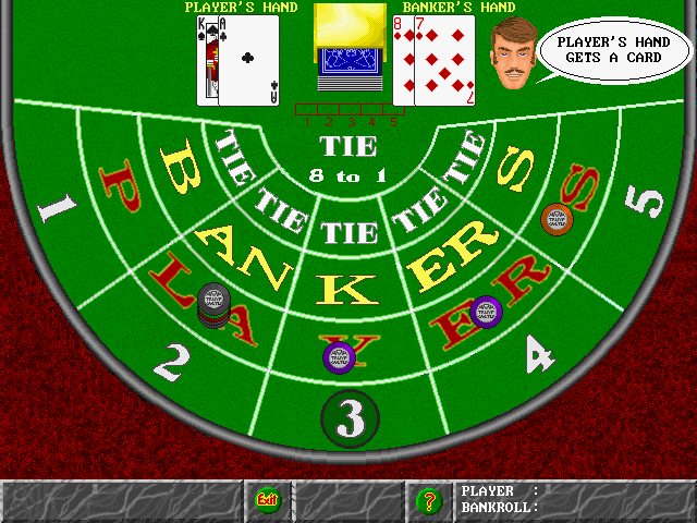 Trump Castle 3 IBM PC/Compatibles Screenshot: Playing baccarat.