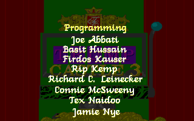 Trump Castle 3 IBM PC/Compatibles Screenshot: One of several credits screens.