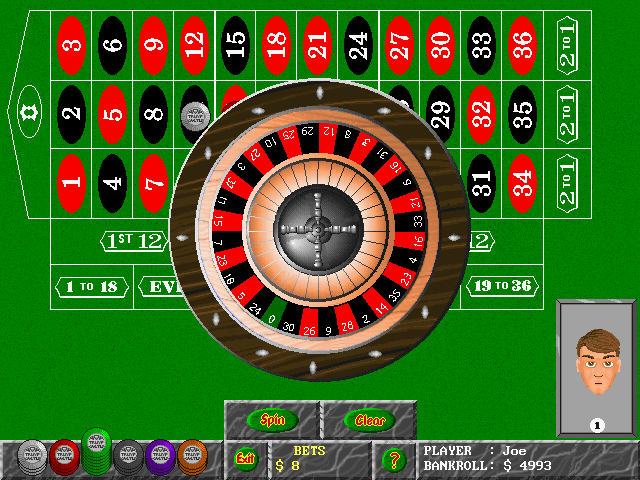 Trump Castle 3 IBM PC/Compatibles Screenshot: The roulette wheel spins...