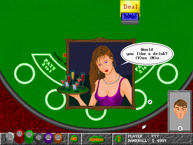 Trump Castle 3 IBM PC/Compatibles Screenshot: Would you care for a virtual drink?