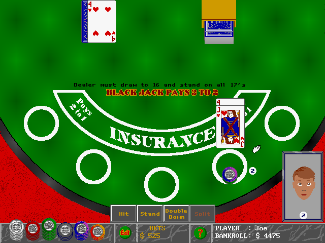 Trump Castle 3 IBM PC/Compatibles Screenshot: Blackjack; place your bets!