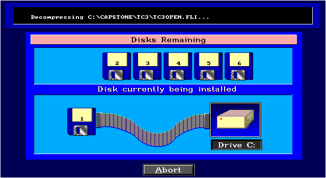 Trump Castle 3 IBM PC/Compatibles Screenshot: Copying disks to a hard drive.