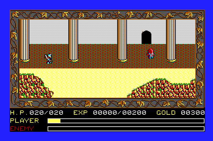 Ys: The Vanished Omens Apple IIgs Screenshot: Outside a temple.