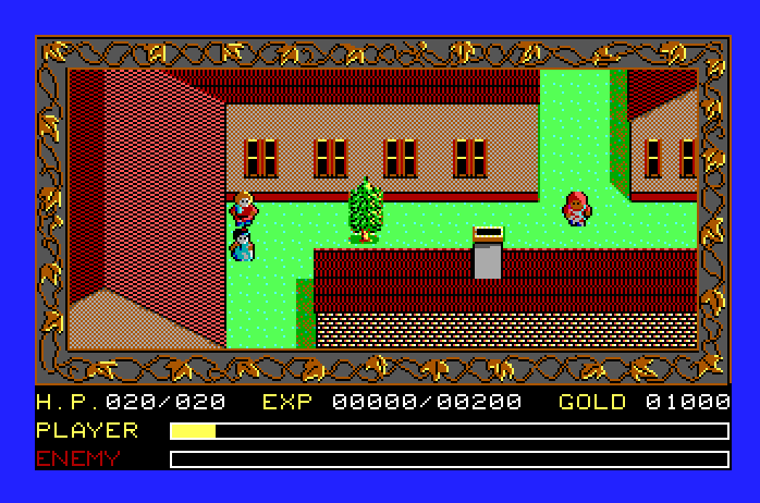 Ys: The Vanished Omens Apple IIgs Screenshot: Exploring the town.