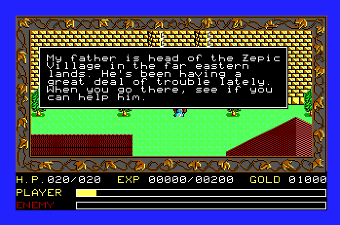 Ys: The Vanished Omens Apple IIgs Screenshot: Talking with people sometimes provides clues.