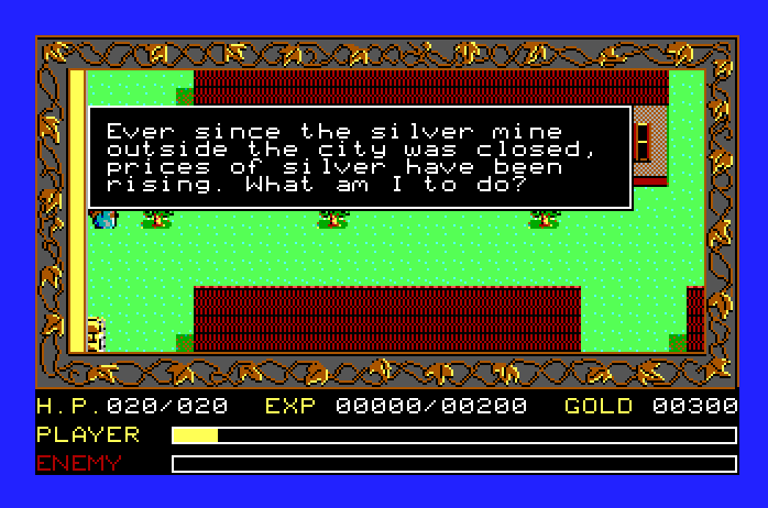 Ys: The Vanished Omens Apple IIgs Screenshot: Can I help this person yet?