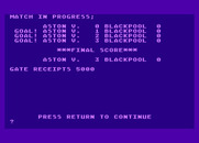 Football Manager for Atari 8-bit - Match in progress...