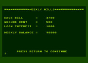 Football Manager for Atari 8-bit - Weekly bills...